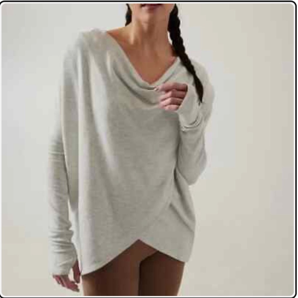 Athleta Purina Heather Gray Wrap Sweatshirt, M.
